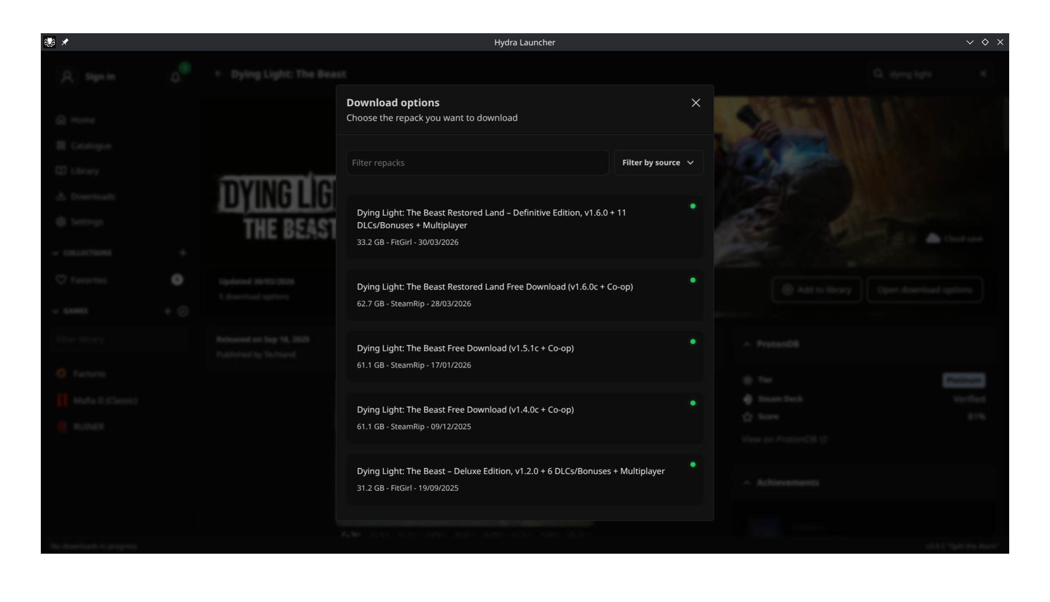 download menu